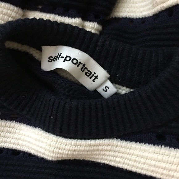 COPY - SELF PORTRAIT Balloon Sleeve Striped Sweater Blue/Cream S - Picture 7 of 7